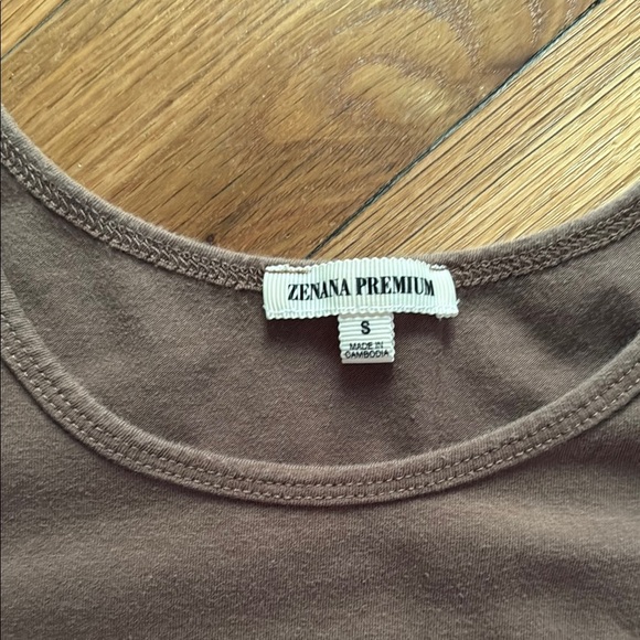 Zenana Premium Brown Short Sleeve Stretch Fitted T-Shirt Dress Small - Picture 3 of 6